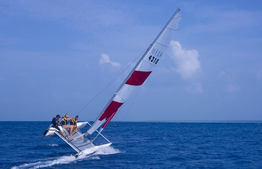 Catamaran at maldives water. an experience at getaway at fushifaru maldives